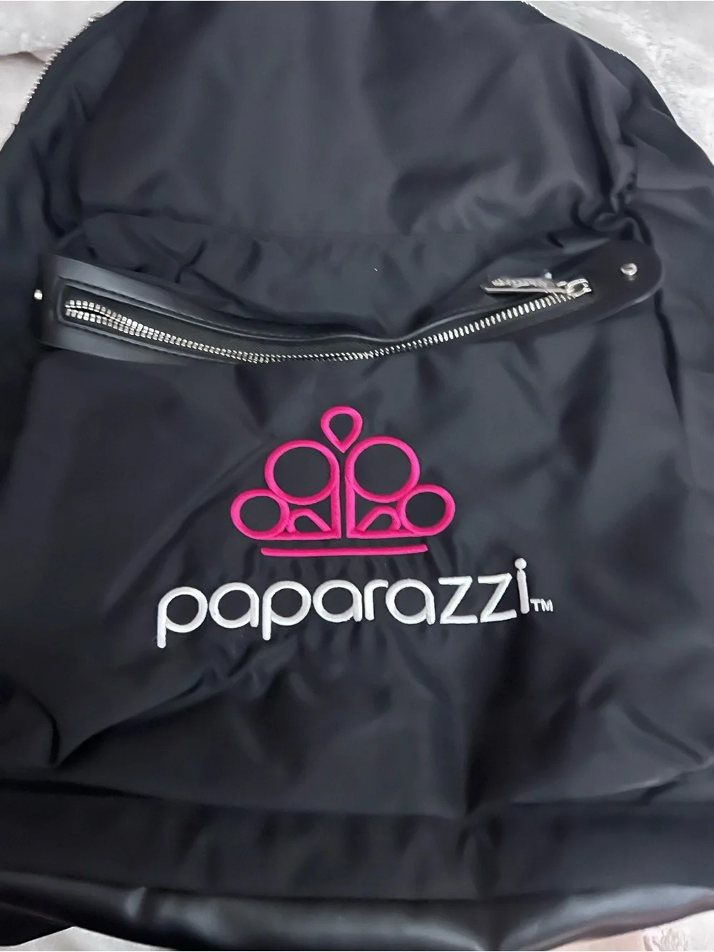 paparazzi Black Backpack with Hot Pink Logo